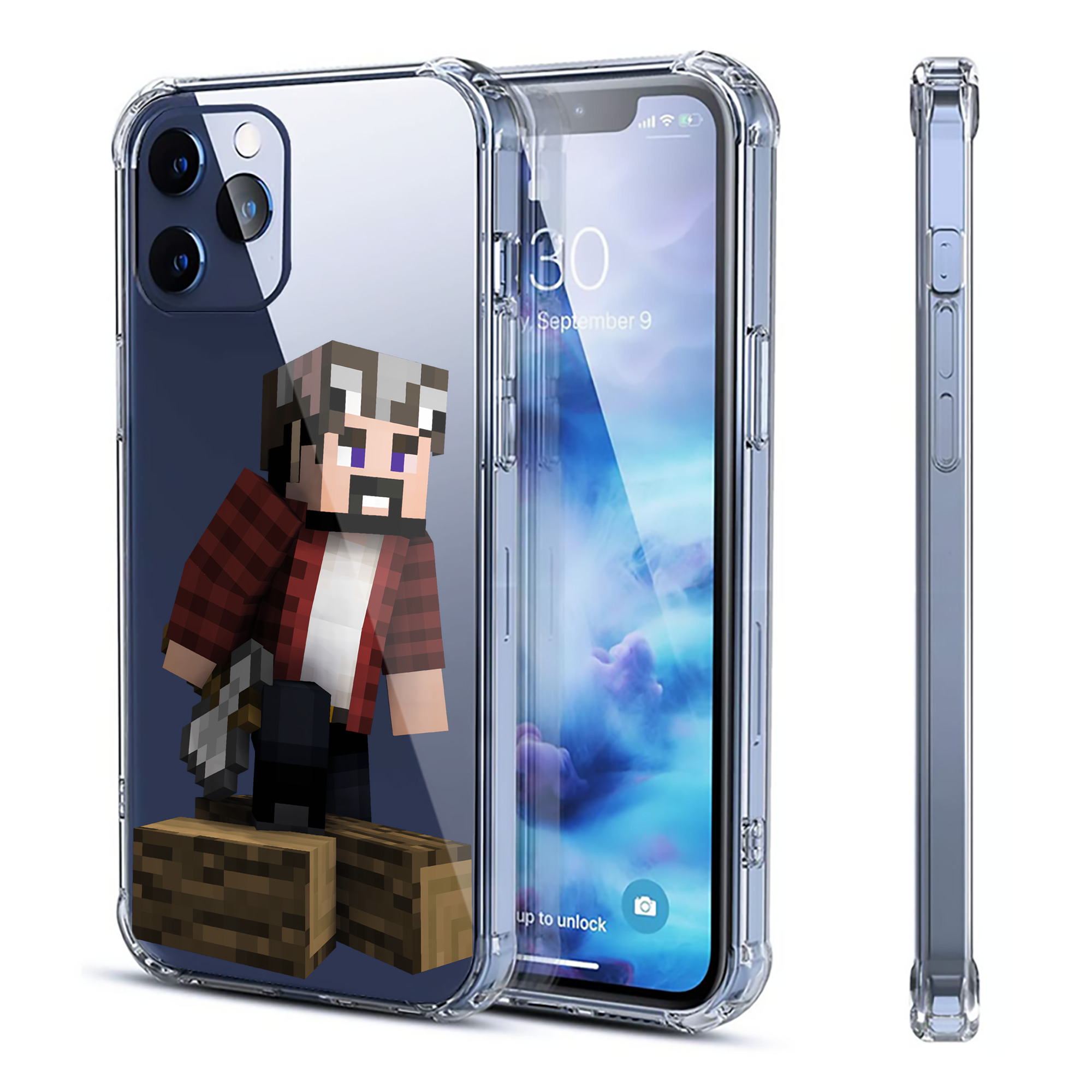 （画像用） マインクラフト ブロックの世界 Minecraft MC Block world 【iPhone 12シリーズ対応】透明スマホケース（クリアソフトケース）